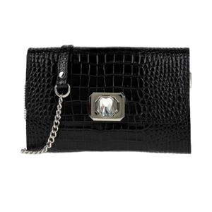 Black leather clutch.